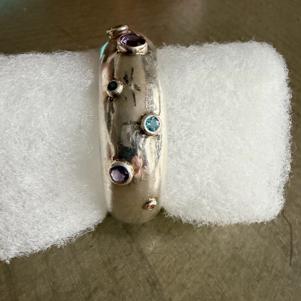 Sterling silver multi gemstone cuff bracelet - Picture 4 of 9